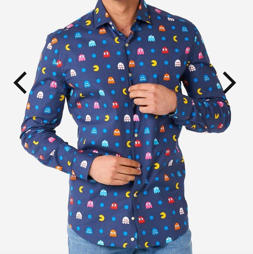 OppoSuits Men's Shirts Lg Pixel PAC-MAN‎ - Opposuits Long Sleeve